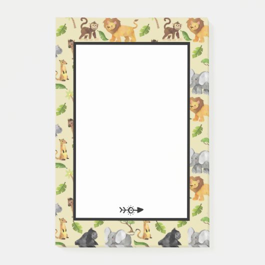 Waterverf Wild Animal Safari Oerwoud Pattern Post-it® Notes (Voorkant)