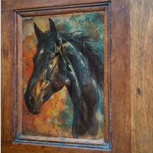 Waterverf Wild Black Horse Decoupage