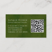 Waterverf Wild Bloemen Groen Bladgroen met QR Code Visitekaartje (Achterkant)