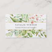 Waterverf Wild Bloemen Groen Bladgroen met QR Code Visitekaartje (Voorkant)