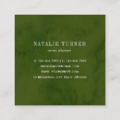 Waterverf Wild Floral Green Foliage Vierkante Visitekaartje (Achterkant)