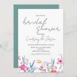 Waterverf Wild Flower Green Script Vrijgezellenfee Kaart