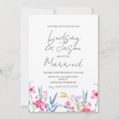 Waterverf Wild Flower Green Script Wedding Kaart (Voorkant)