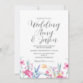 Waterverf Wild Flower Muted Green Wedding Kaart (Voorkant)