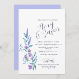 Waterverf Wild Flower Muted Lavender Wedding Kaart