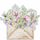 Waterverf Wild Flower Posy Bouquet op Envelope Sticker (Voorkant)