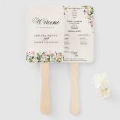 Waterverf Wild Flower Trouwceremonie Programma Handwaaier (Voorkant en achterkant)