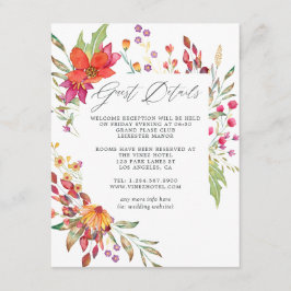 Waterverf Wild Flower Wedding Guest - Gegevens Informatiekaartje