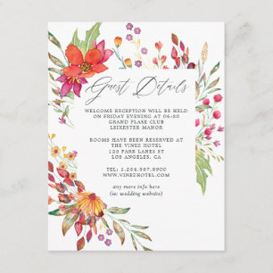 Waterverf Wild Flower Wedding Guest - Gegevens Informatiekaartje