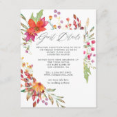 Waterverf Wild Flower Wedding Guest - Gegevens Informatiekaartje (Voorkant)