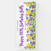 Waterverf Wild Flowers 60th Birthday Party Spandoek (Verticaal)