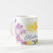 Waterverf Wild Flowers Gepersonaliseerde Mok Naam