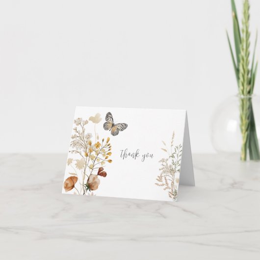 Waterverf Wild Flowers Hartelijk dank Bedankkaart (Voorkant)