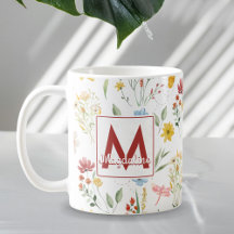 Waterverf Wild Flowers Naam Floral Monogram