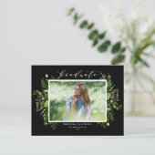 Waterverf Wild Foliage Black Foto Afstuderen Briefkaart (Staand voorkant)