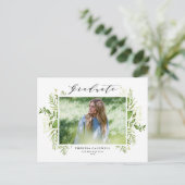Waterverf Wild Foliage Black Foto Afstuderen Briefkaart (Staand voorkant)