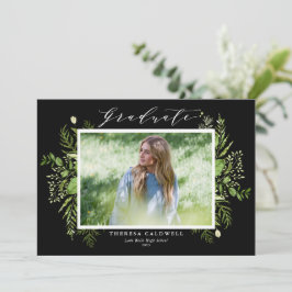 Waterverf Wild Foliage Black Foto Afstuderen Kaart
