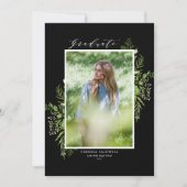 Waterverf Wild Foliage Black Foto Afstuderen Kaart (Voorkant)