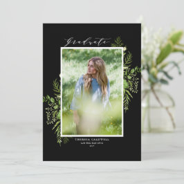 Waterverf Wild Foliage Black Foto Afstuderen Kaart