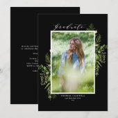 Waterverf Wild Foliage Black Foto Afstuderen Kaart (Voorkant / Achterkant)