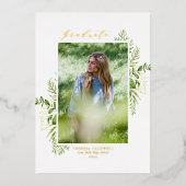 Waterverf Wild Foliage Foto Afstudeerfeest Folie Uitnodiging (Voorkant)