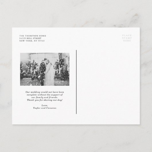 Waterverf Wild Foliage Lijst Foto gewoon gehuwd Aankondigingskaart (Achterkant)