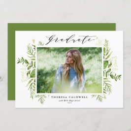 Waterverf Wild Foliage White Foto Afstuderen Kaart
