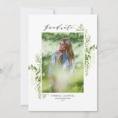 Waterverf Wild Foliage White Foto Afstuderen Kaart (Voorkant)