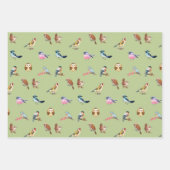 Waterverf Wild Forest Birds Green Inpakpapier Vel (Voorkant)