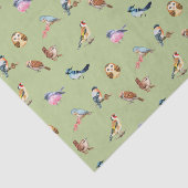 Waterverf Wild Forest Birds Green Tissuepapier (Detail)