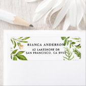 Waterverf Wild Green Foliage Address Label (Insitu)