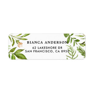 Waterverf Wild Green Foliage Address Label