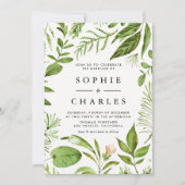 Waterverf Wild Green Foliage Floral Wedding Kaart (Voorkant)