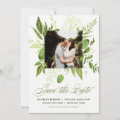 Waterverf Wild Green Foliage Photo Save the Date (Voorkant)