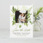 Waterverf Wild Green Foliage Photo Save the Date (Staand voorkant)