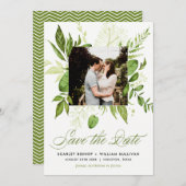 Waterverf Wild Green Foliage Photo Save the Date (Voorkant / Achterkant)