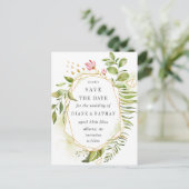 Waterverf Wild Green Foliage Photo Save the Date Aankondigingskaart (Staand voorkant)