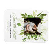 Waterverf Wild Green Foliage Photo Save the Date Magneet (Horizontaal)