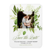 Waterverf Wild Green Foliage Photo Save the Date Magneet (Verticaal)