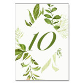 Waterverf Wild Green Foliage Table Number 10 Card Kaart (Achterkant)