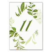 Waterverf Wild Green Foliage Table Number 11 Card Kaart (Achterkant)
