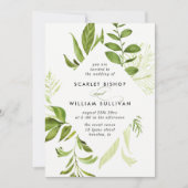 Waterverf Wild Green Foliage Weddenschap Kaart (Voorkant)