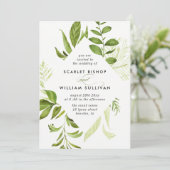 Waterverf Wild Green Foliage Weddenschap Kaart (Staand voorkant)
