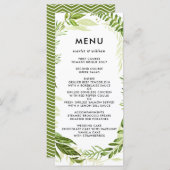 Waterverf Wild Green Foliage Wedding Menu Kaart (Voorkant / Achterkant)