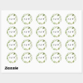 Waterverf Wild Green Foliage Wedding Monogram Ronde Sticker (Vel)