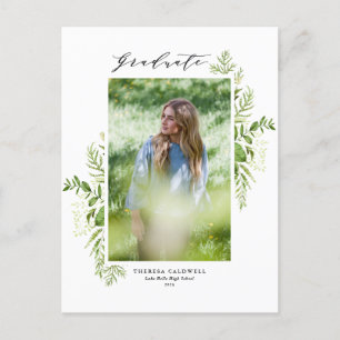 Waterverf Wild Greenery White Photo Afstuderen Briefkaart
