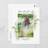 Waterverf Wild Greenery White Photo Afstuderen Briefkaart (Voorkant / Achterkant)