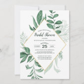 Waterverf Wild Leaves Hunter Green Bridal Showe Kaart (Voorkant)