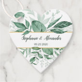 Waterverf Wild Leaves Hunter Green Wedding Bedankjes Labels (Voorkant)