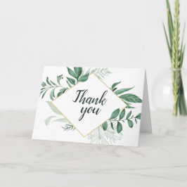 Waterverf Wild Leaves Hunter Green Wedding Bedankkaart